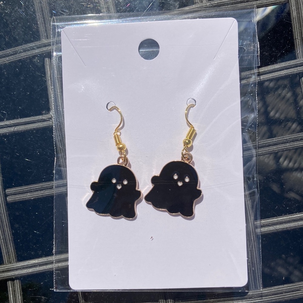 “black ghost” earrings.  Handmade.